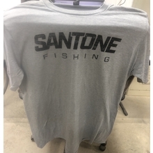 Santone Fishing T-shirts - SMALL - GREY/BLACK LETTERING - SHORT SLEEVED