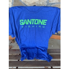 Santone Fishing T-shirts - LARGE - BLUE/LIME LETTERING - SHORT SLEEVED